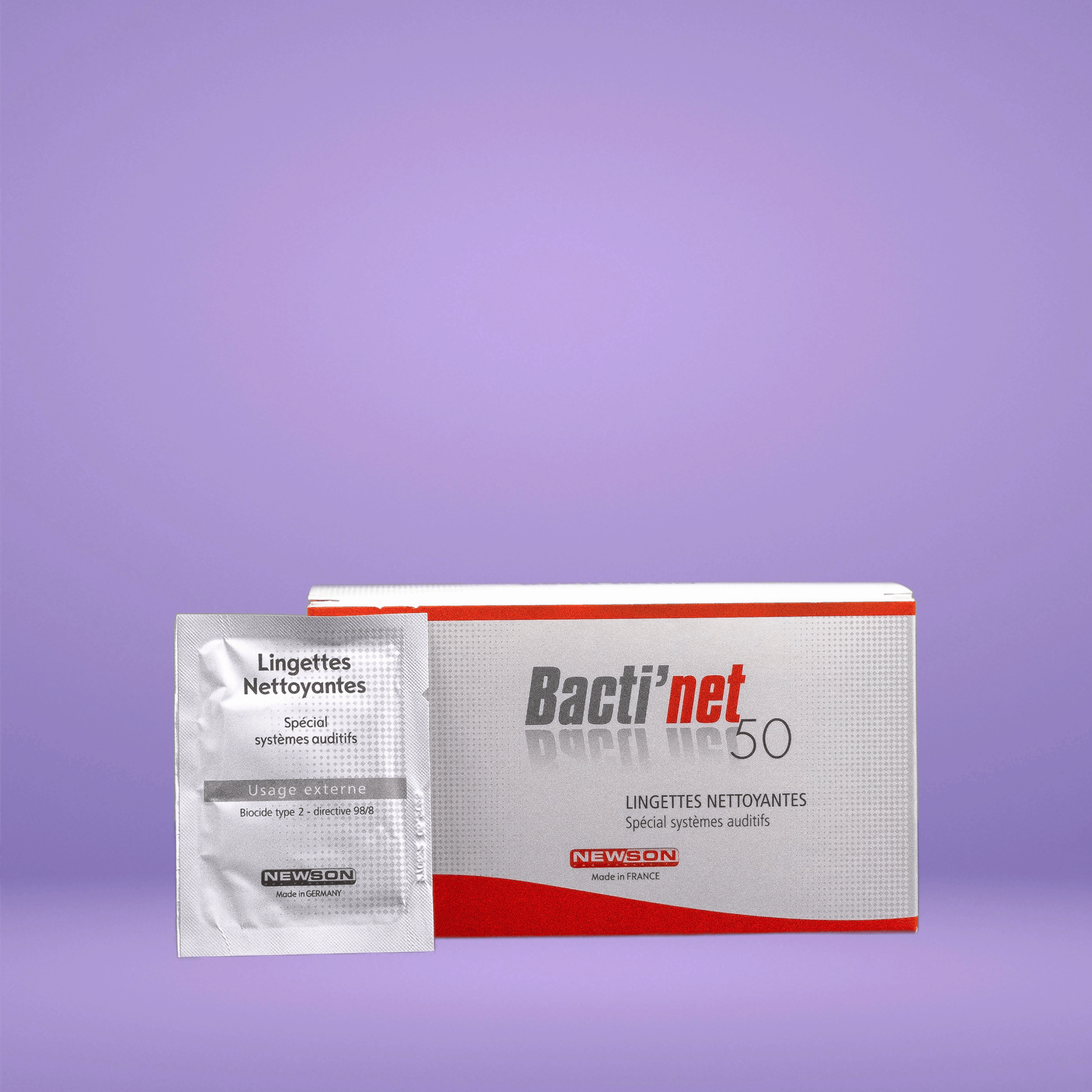 Lingettes nettoyantes pour appareils auditifs vendues par boite de 50  lingettes. Lingettes anti bactériennes et anti cérumen.